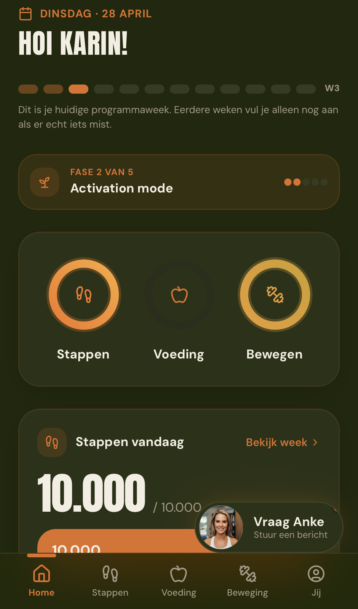Screenshot van een AI personal coach app voor health en lifestyle