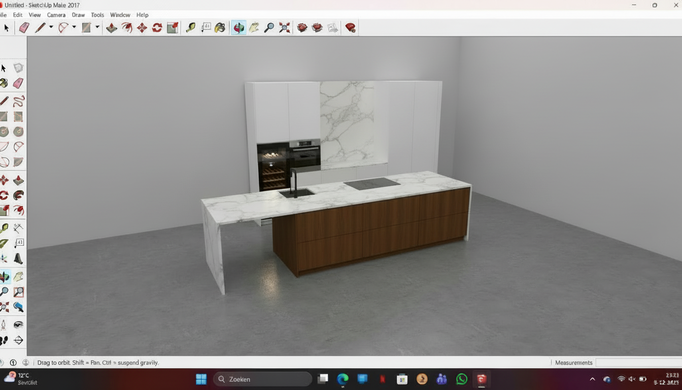 Screenshot van een AI-renderflow voor interieurbouwers