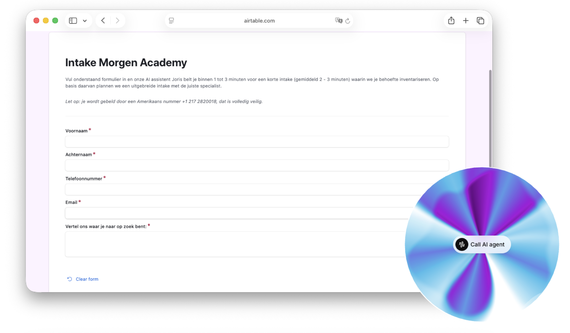Screenshot van een geautomatiseerd leadkwalificatieproces